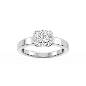 Teagan Cushion Lab Grown Diamond Half Bezel Solitaire Engagement Ring