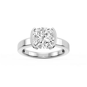 Teagan Cushion Lab Grown Diamond Half Bezel Solitaire Engagement Ring