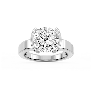 Teagan Cushion Lab Grown Diamond Half Bezel Solitaire Engagement Ring