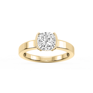 Teagan Cushion Lab Grown Diamond Half Bezel Solitaire Engagement Ring