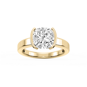 Teagan Cushion Lab Grown Diamond Half Bezel Solitaire Engagement Ring