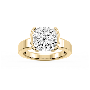 Teagan Cushion Lab Grown Diamond Half Bezel Solitaire Engagement Ring
