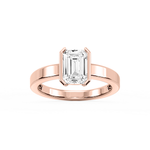 Teagan Emerald Lab Grown Diamond Half Bezel Solitaire Engagement Ring