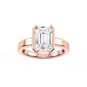 Teagan Emerald Lab Grown Diamond Half Bezel Solitaire Engagement Ring