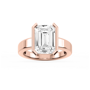 Teagan Emerald Lab Grown Diamond Half Bezel Solitaire Engagement Ring
