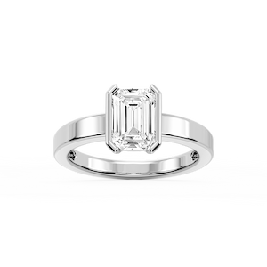 Teagan Emerald Lab Grown Diamond Half Bezel Solitaire Engagement Ring