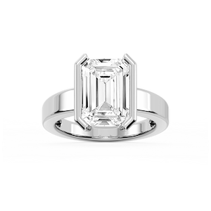 Teagan Emerald Lab Grown Diamond Half Bezel Solitaire Engagement Ring