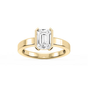 Teagan Emerald Lab Grown Diamond Half Bezel Solitaire Engagement Ring