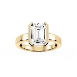 Teagan Emerald Lab Grown Diamond Half Bezel Solitaire Engagement Ring