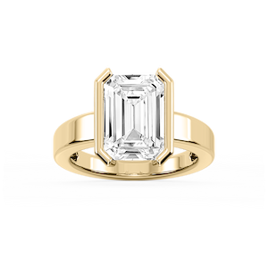 Teagan Emerald Lab Grown Diamond Half Bezel Solitaire Engagement Ring