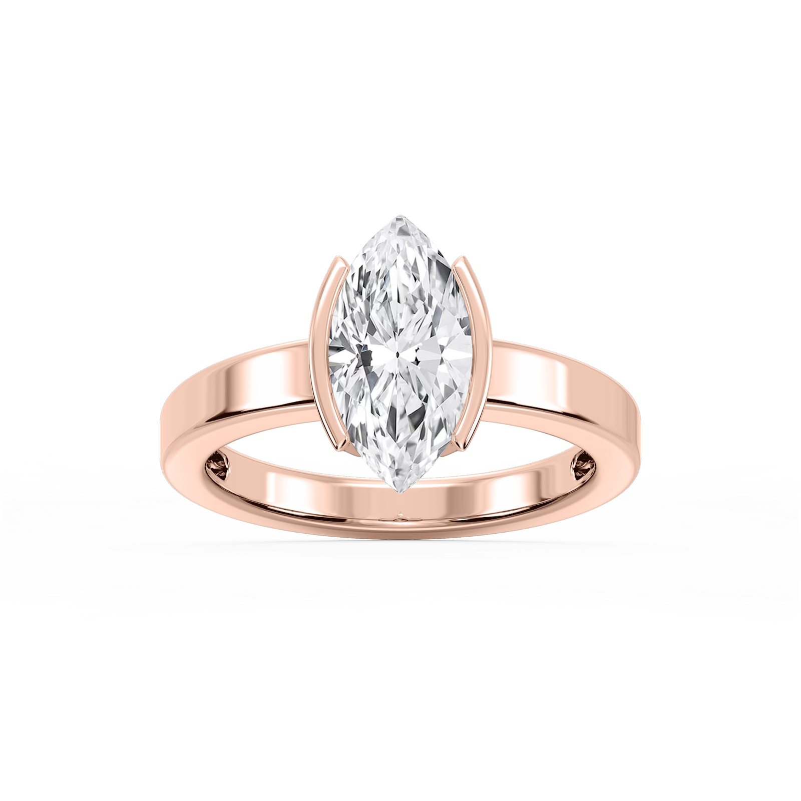 Teagan Marquise Lab Grown Diamond Half Bezel Solitaire Engagement Ring