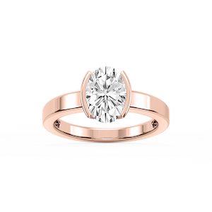 Teagan Oval Lab Grown Diamond Half Bezel Solitaire Engagement Ring