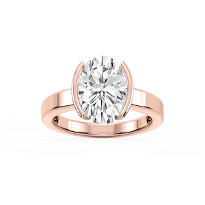 Teagan Oval Lab Grown Diamond Half Bezel Solitaire Engagement Ring
