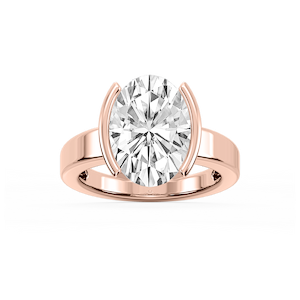 Teagan Oval Lab Grown Diamond Half Bezel Solitaire Engagement Ring