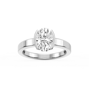 Teagan Oval Lab Grown Diamond Half Bezel Solitaire Engagement Ring