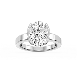 Teagan Oval Lab Grown Diamond Half Bezel Solitaire Engagement Ring
