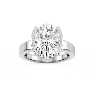 Teagan Oval Lab Grown Diamond Half Bezel Solitaire Engagement Ring