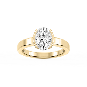 Teagan Oval Lab Grown Diamond Half Bezel Solitaire Engagement Ring