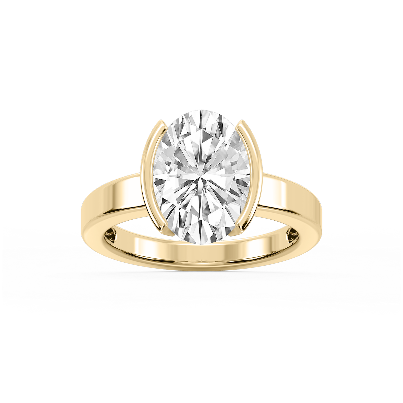 Teagan Oval Lab Grown Diamond Half Bezel Solitaire Engagement Ring