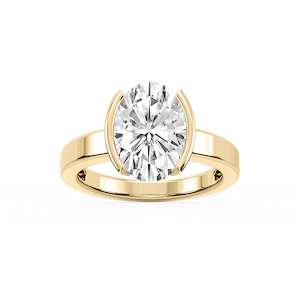 Teagan Oval Lab Grown Diamond Half Bezel Solitaire Engagement Ring