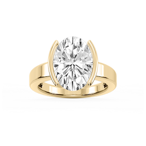 Teagan Oval Lab Grown Diamond Half Bezel Solitaire Engagement Ring