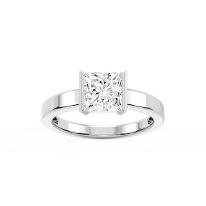 Teagan Princess Lab Grown Diamond Half Bezel Solitaire Engagement Ring