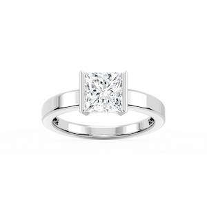 Teagan Princess Lab Grown Diamond Half Bezel Solitaire Engagement Ring