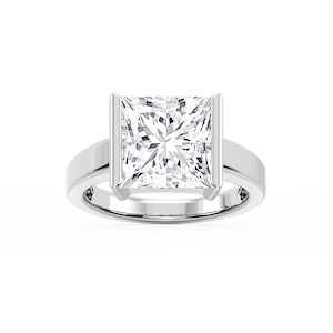 Teagan Princess Lab Grown Diamond Half Bezel Solitaire Engagement Ring