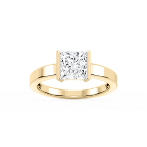 Teagan Princess Lab Grown Diamond Half Bezel Solitaire Engagement Ring