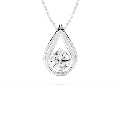 1 ctw Round Lab Grown Diamond Teardrop Pendant  - 18 Inches