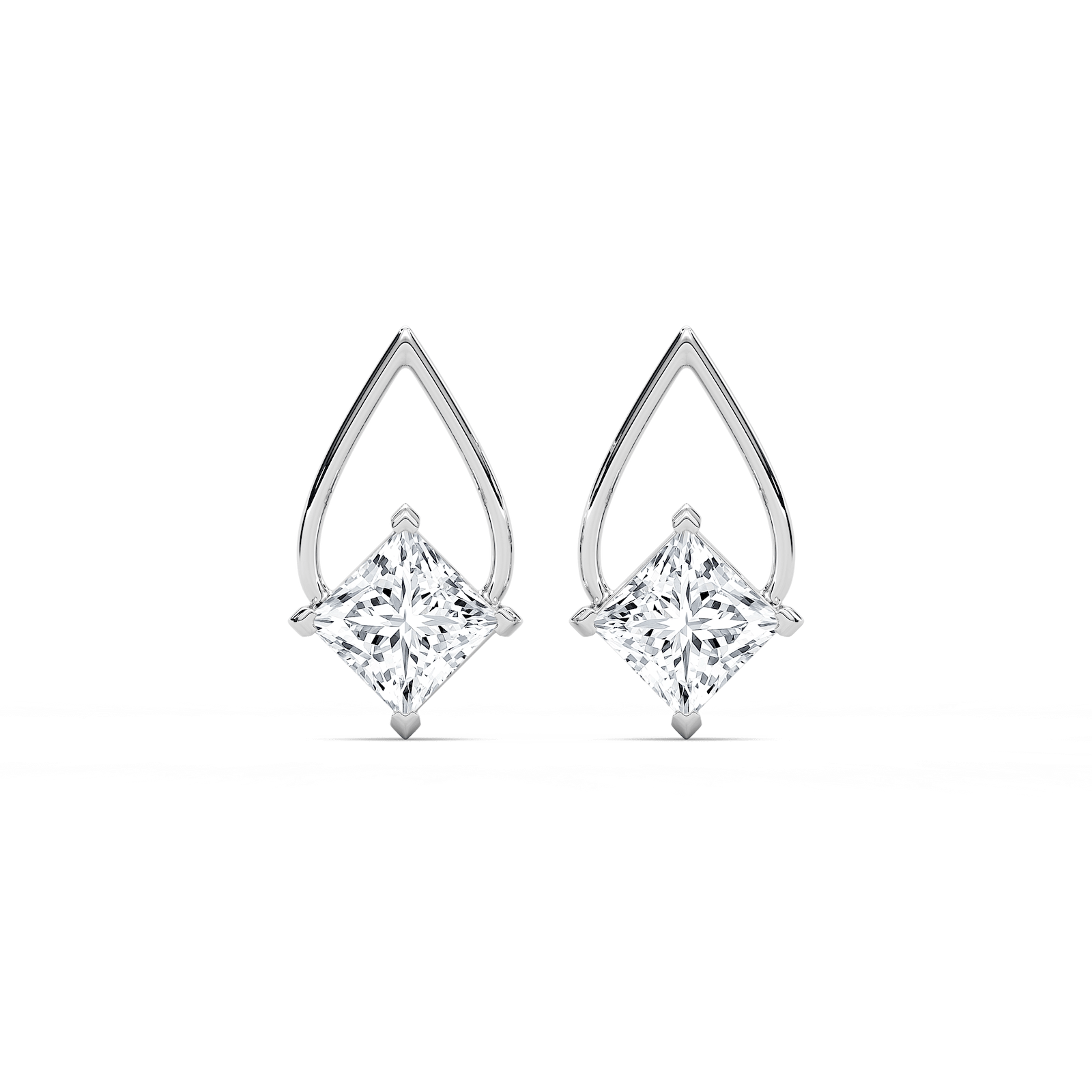 3 ctw Princess Lab Grown Diamond Teardrop Frame Stud Earrings