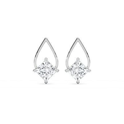 3 ctw Princess Lab Grown Diamond Teardrop Frame Stud Earrings