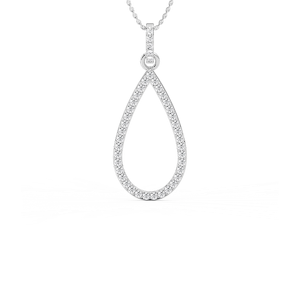 1/4 ctw Round Lab Grown Diamond Pave Teardrop Pendant  - 18 Inches