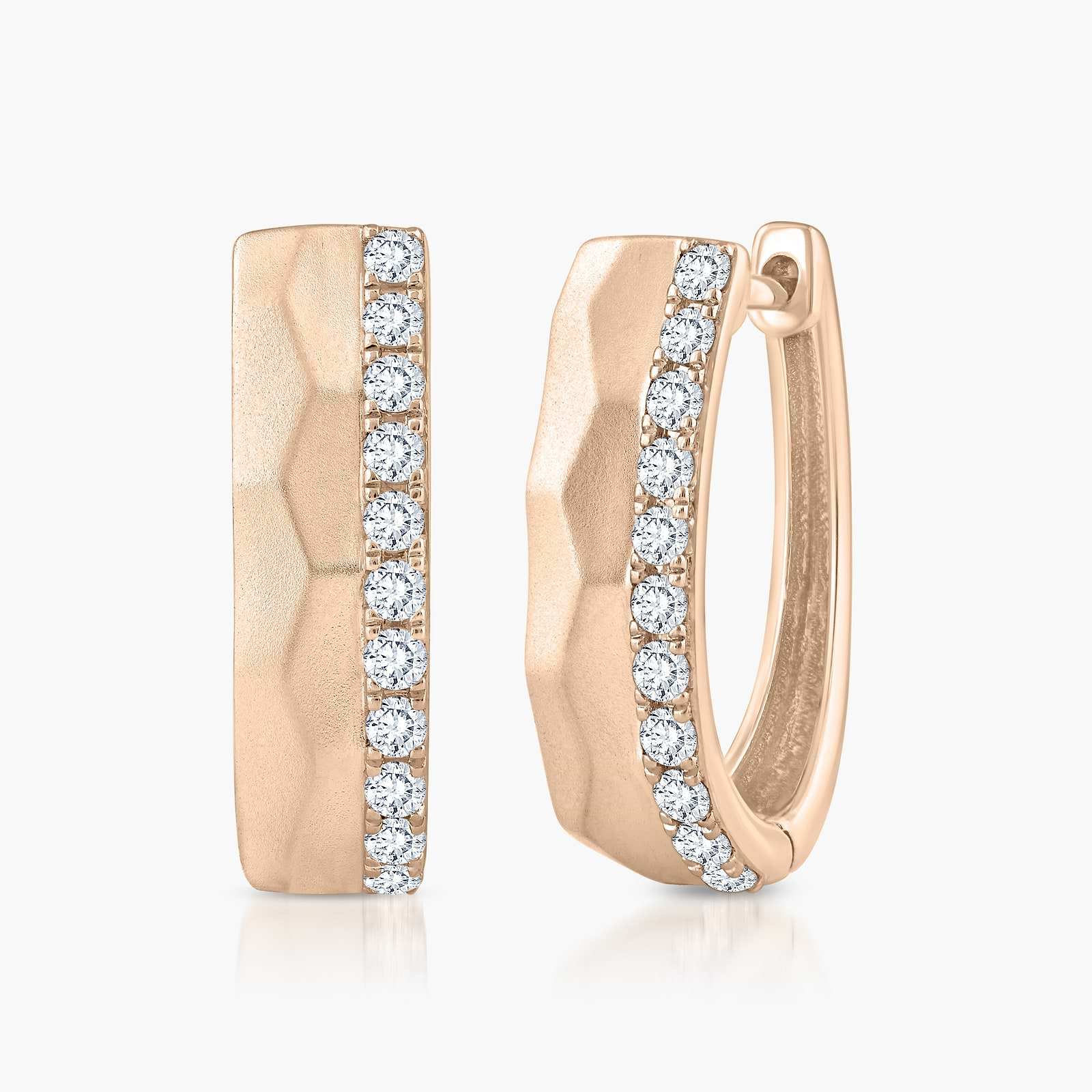 1/2 ctw Lab Grown Diamond Textured Hoop Earrings