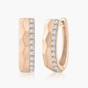 1/2 ctw Lab Grown Diamond Textured Hoop Earrings