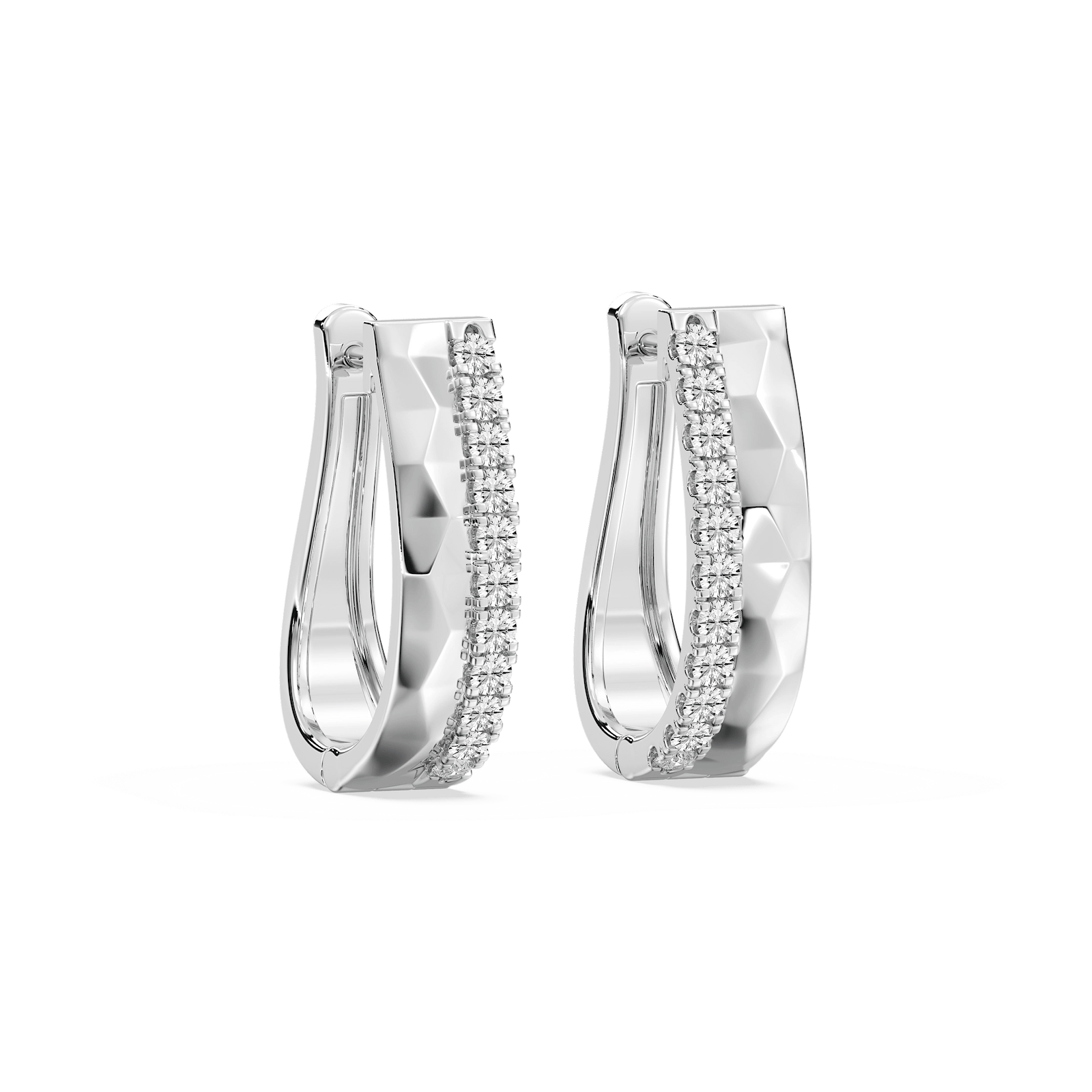1/2 ctw Lab Grown Diamond Textured Hoop Earrings