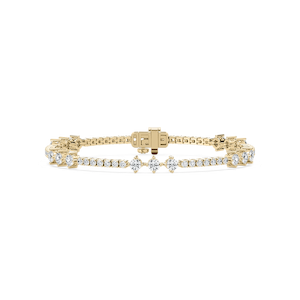 4 ctw Round Lab Grown Diamond Three Stone Station Tennis Bracelet  - 7 Inches
