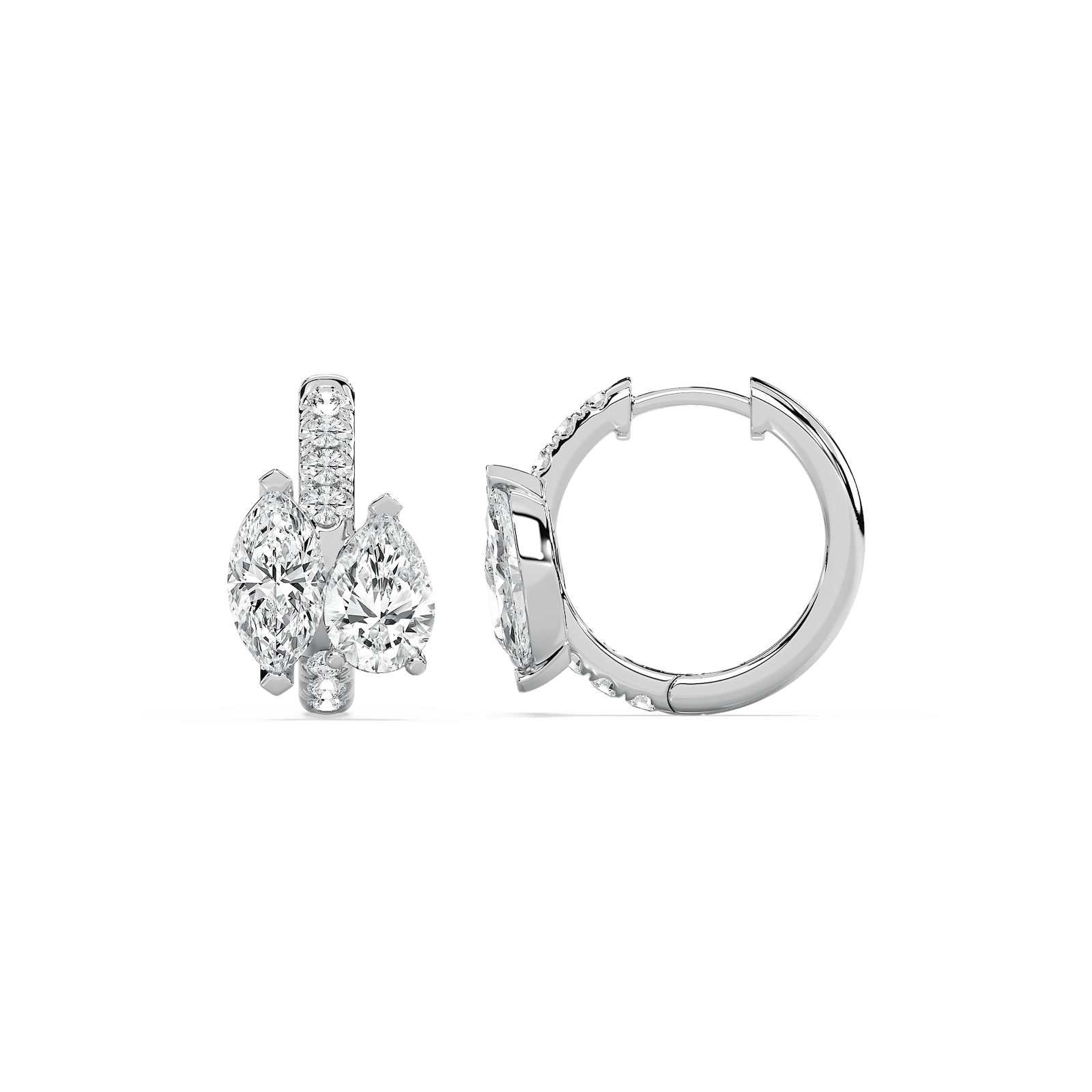 2 ctw Lab Grown Diamond Toi et Moi Hoop Earrings
