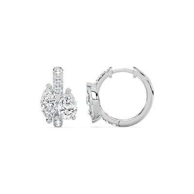2 ctw Lab Grown Diamond Toi et Moi Hoop Earrings