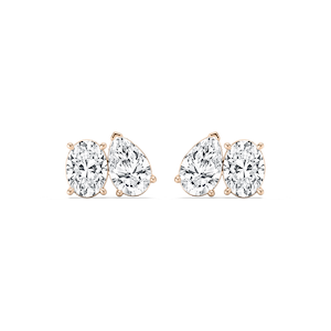 2 ctw Toi et Moi Oval and Pear Lab Grown Diamond Stud Earrings