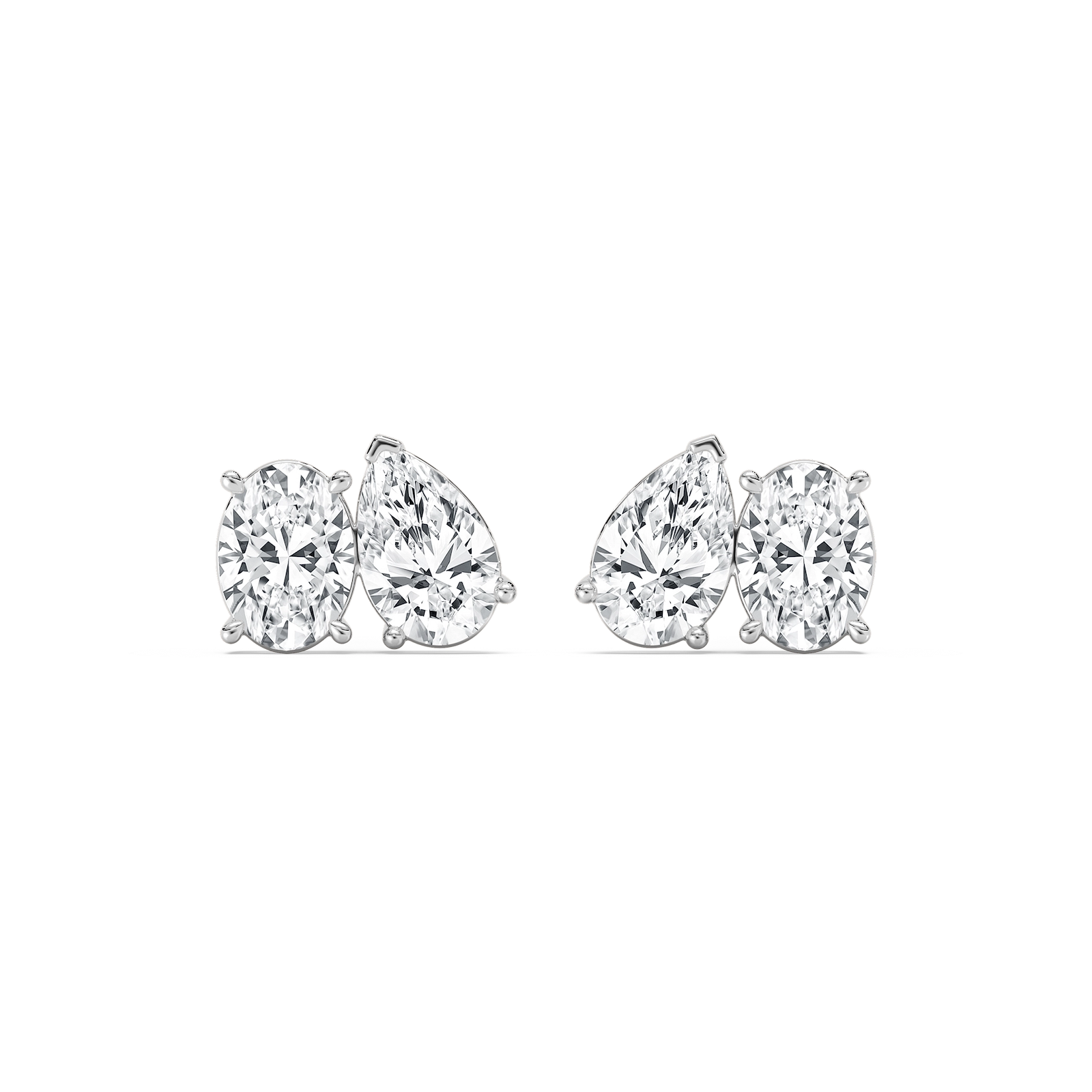 Oval Pear Stud Earrings in Rose Gold
