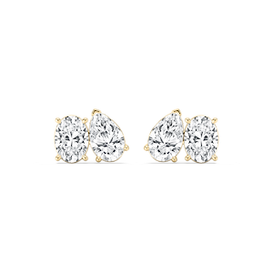 2 ctw Toi et Moi Oval and Pear Lab Grown Diamond Stud Earrings