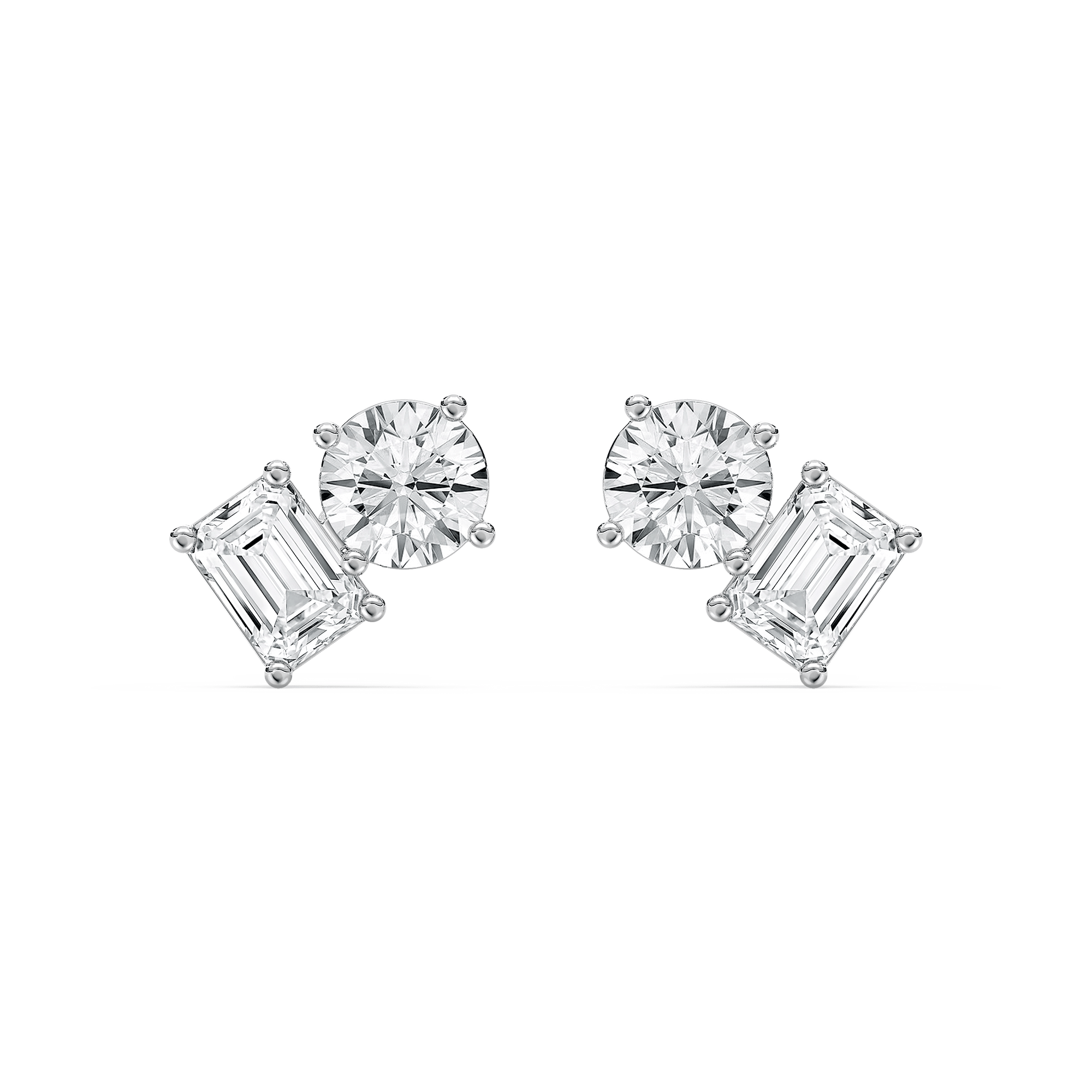 Round Emerald Stud Earrings in Rose Gold