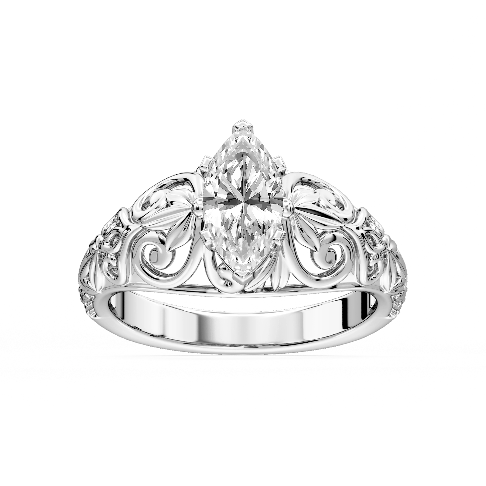 Tory Marquise Lab Grown Diamond Filigree Solitaire Engagement Ring