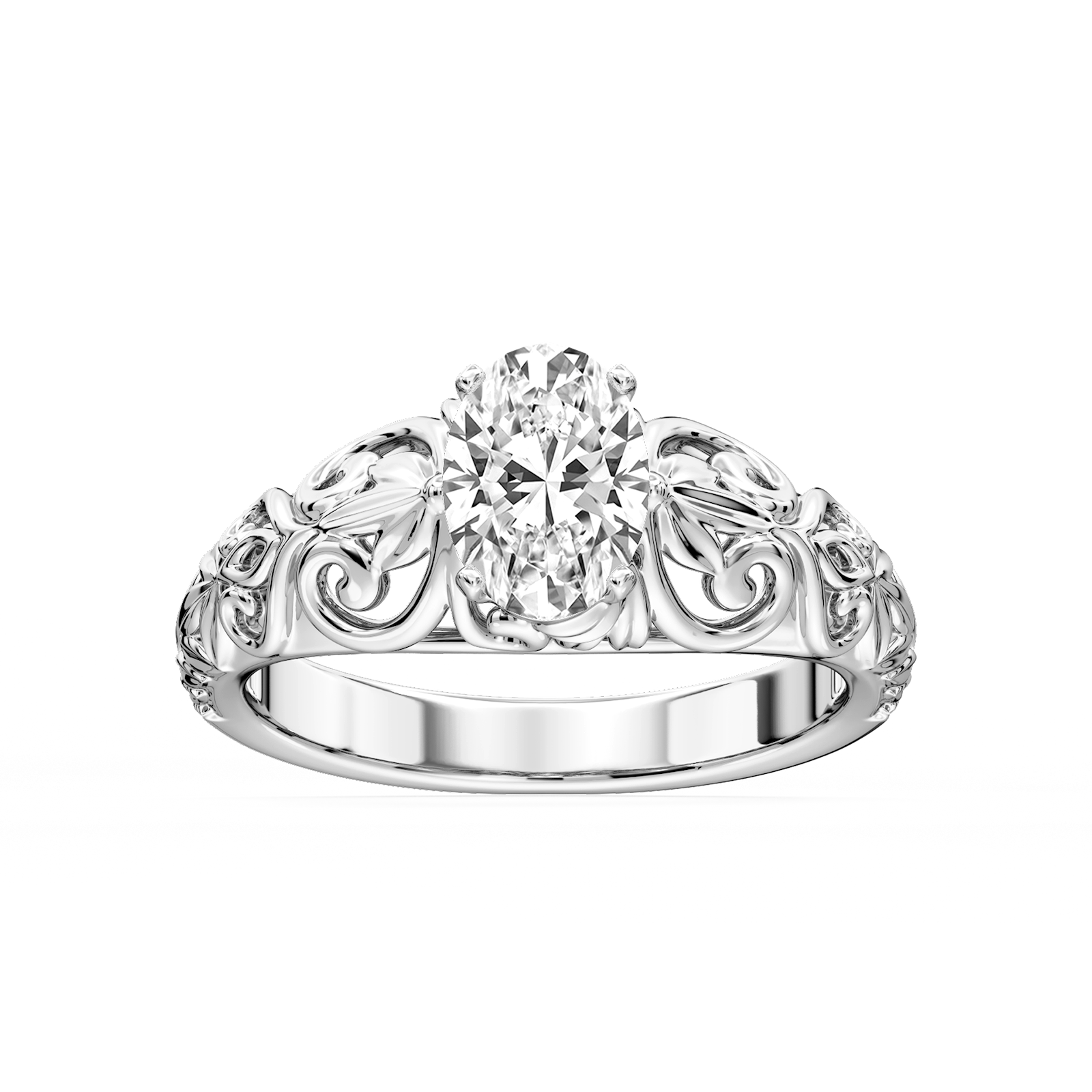 Tory Oval Lab Grown Diamond Filigree Solitaire Engagement Ring