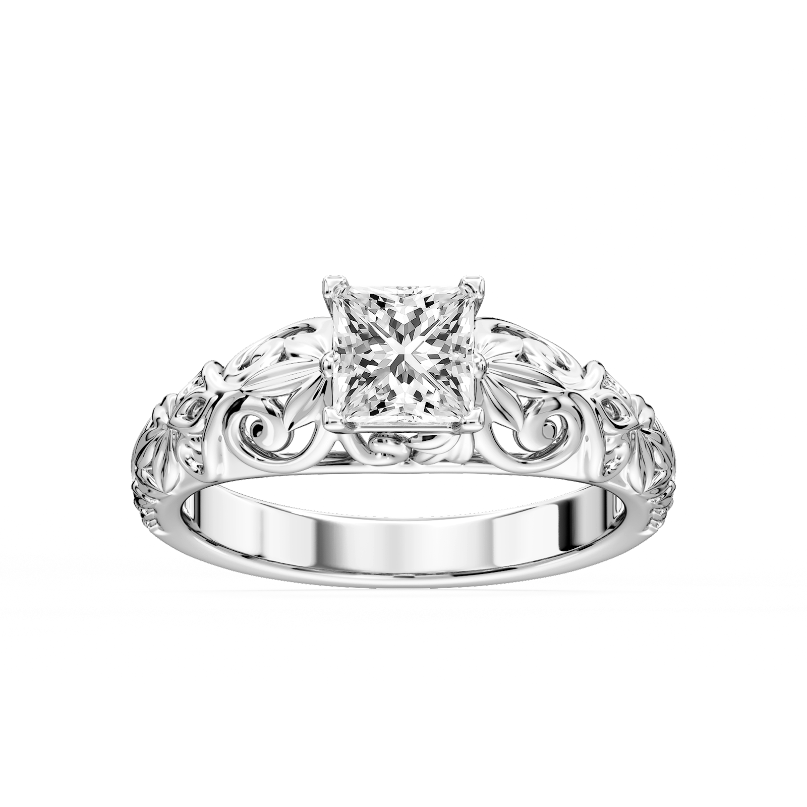 Tory Princess Lab Grown Diamond Filigree Solitaire Engagement Ring
