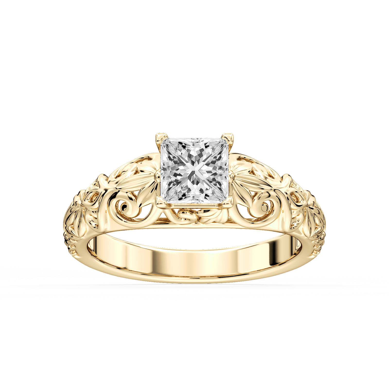 Tory Princess Lab Grown Diamond Filigree Solitaire Engagement Ring