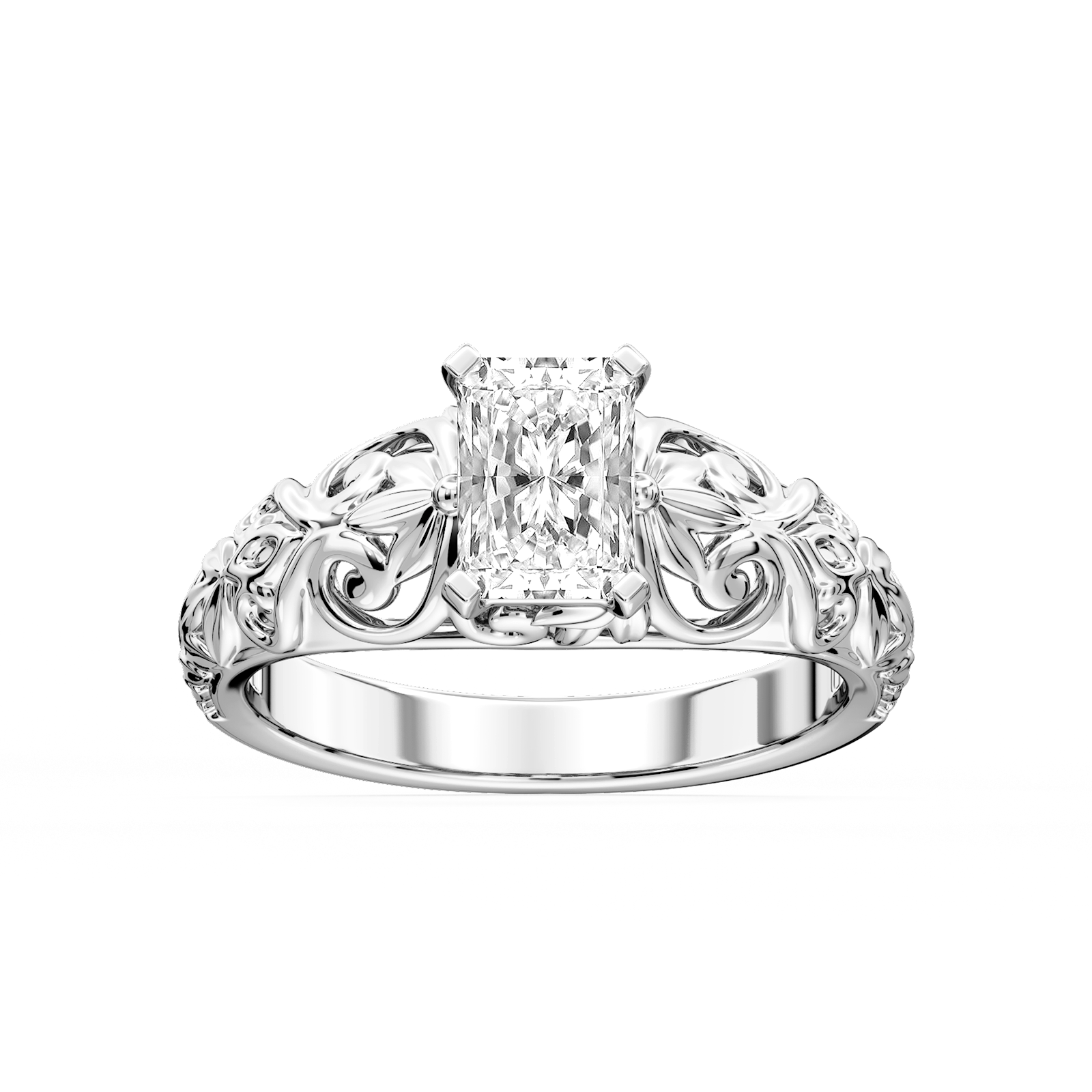 Tory Radiant Lab Grown Diamond Filigree Solitaire Engagement Ring
