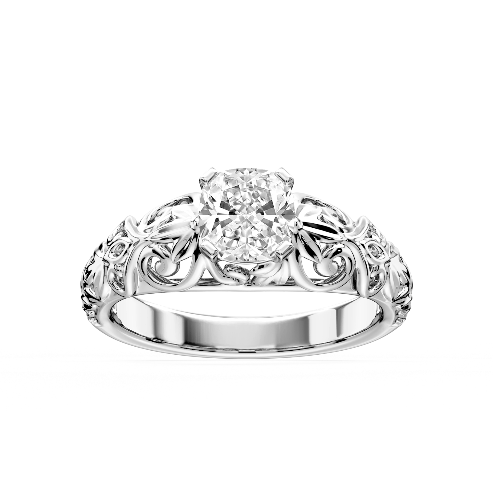Tory Round Lab Grown Diamond Filigree Solitaire Engagement Ring