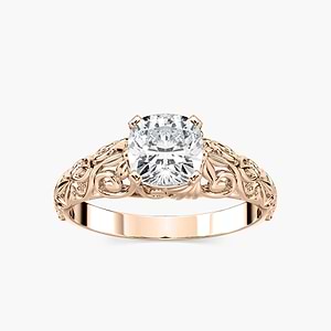 Tory Cushion Lab Grown Diamond Filigree Solitaire Engagement Ring